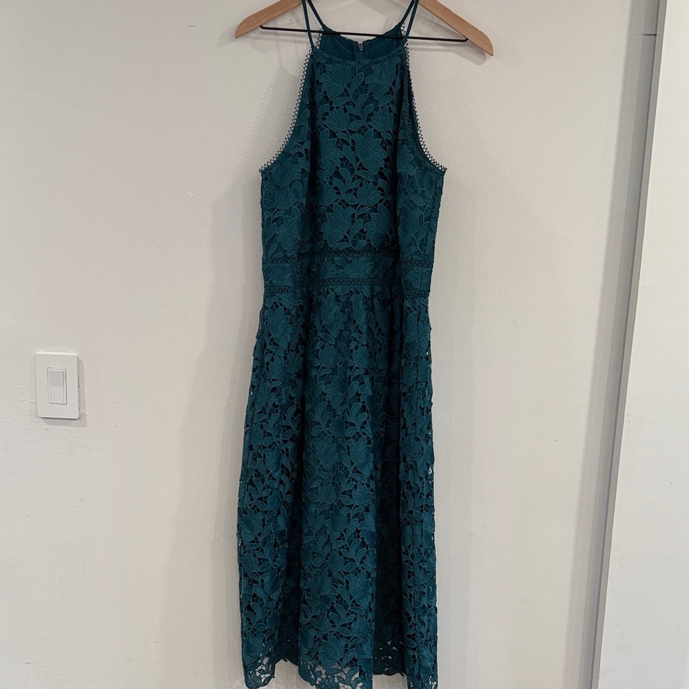 LOFT Teal Lace Midi Dress